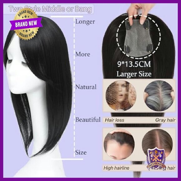 18 Inch Hair Topper with 3D Side Bangs for Thinning Hair main image 6
